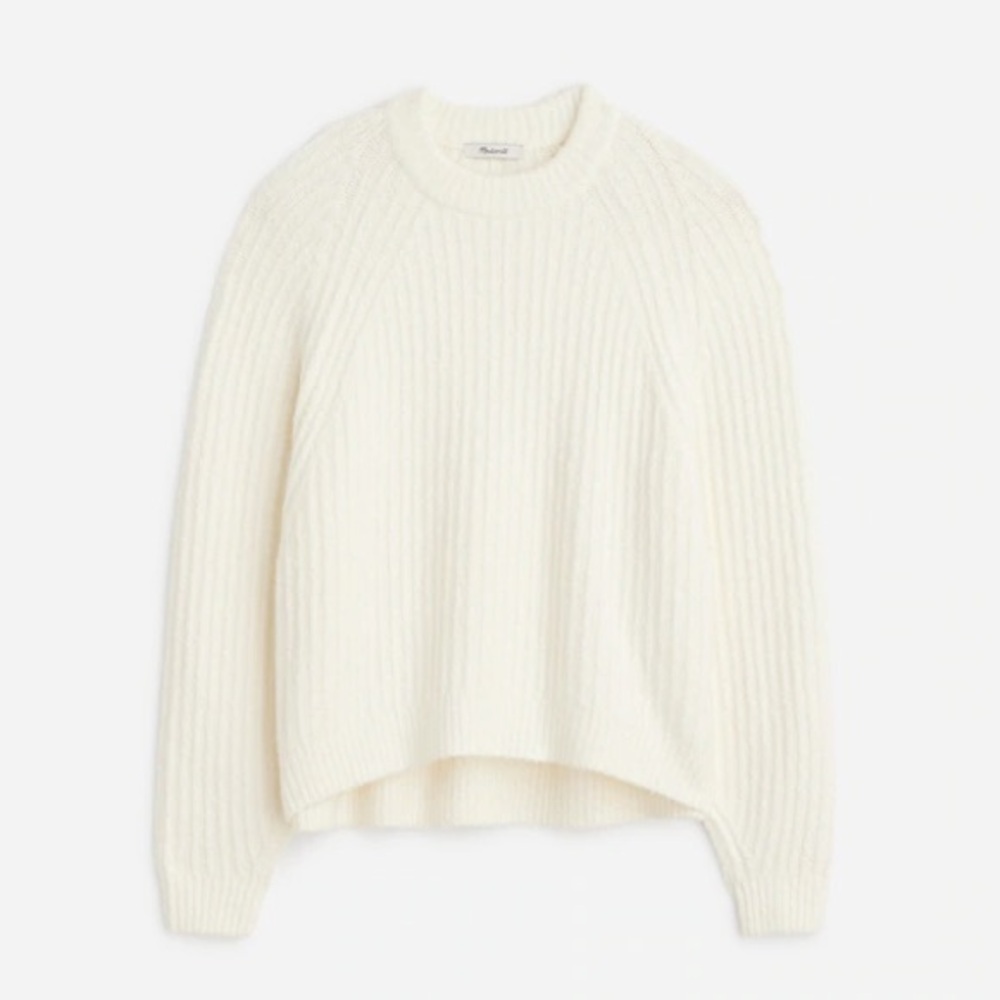 Madewell Cream Ribbed Crewneck Sweater